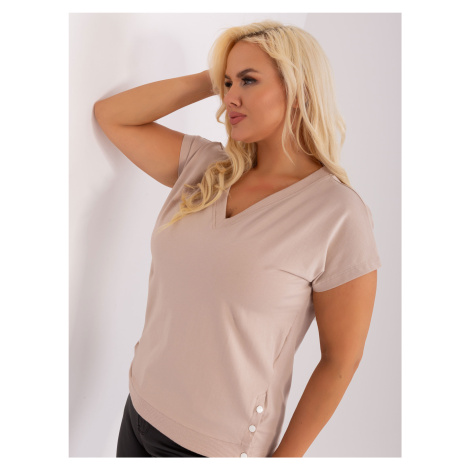 Women's beige cotton blouse plus size