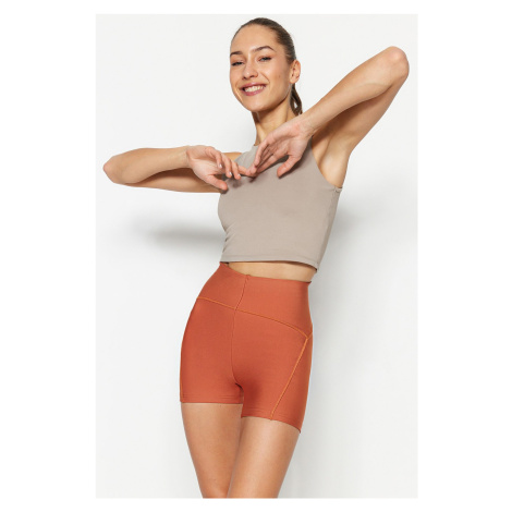 Trendyol Tan Restorer Knitted Sports Shorts/Short Leggings