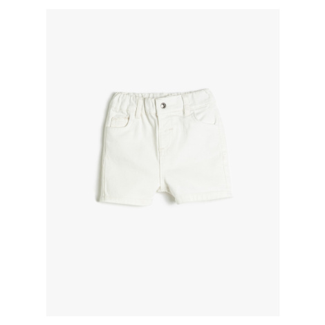 Koton Jeans Shorts with Pocket, Cotton and Elastic Waist.