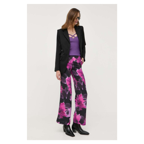 Nohavice Morgan dámske, fialová farba, široké, vysoký pás