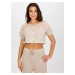 Beige short Spanish blouse with openwork pattern