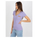 Light purple ribbed blouse with short sleeves