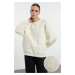 Trendyol Ecru Embroidered Regular/Normal Pattern Knitted Sweatshirt