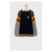 Detský sveter s prímesou vlny United Colors of Benetton tmavomodrá farba,