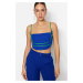 Trendyol Blue-Green Crop Weave Trim Bustier