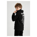 DEFACTO Boy&#39;s Hooded Printed Thick Sweatshirt