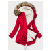 Červeno-ecru teplá dámska zimná bunda (W629)
