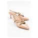 LuviShoes MAGRA Beige Patent Leather Women's Heeled Shoes