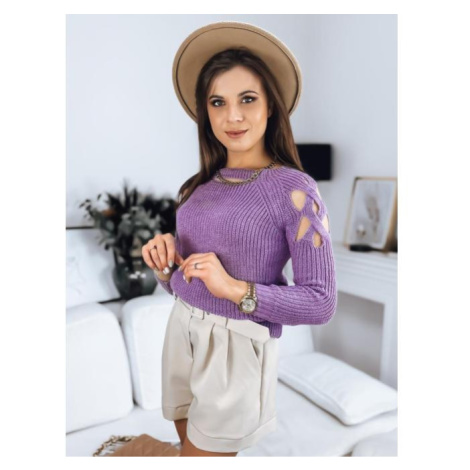Dámsky fialový sveter s výrezmi DStreet