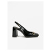 Čierne dámske kožené sandále na podpätku Love Moschino