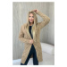 Camel-colored hooded cardigan