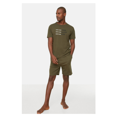 Trendyol Khaki Regular Fit Printed Pajamas Set