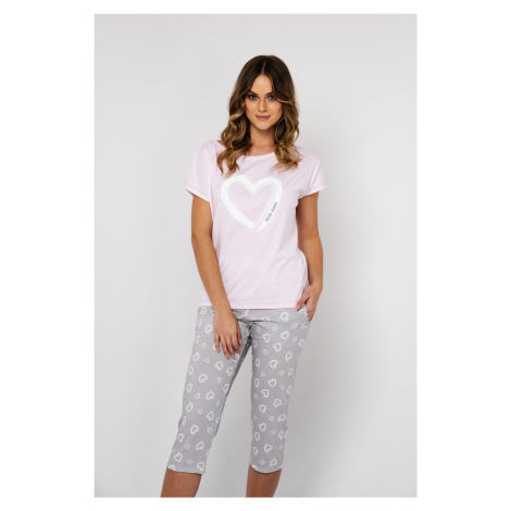 Women's pyjamas Noelia, short sleeves, 3/4 legs - light pink/print Italian Fashion