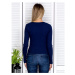 Ribbed blouse with bandage finish in navy blue