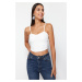 Trendyol White Strappy Crop Knitted Blouse