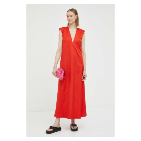Vlnené šaty By Malene Birger červená farba, maxi, áčkový strih
