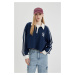 DEFACTO Cool Zipper Collar Crop Sweatshirt