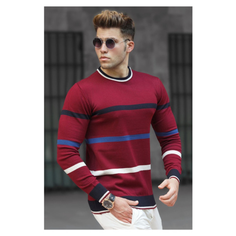 Madmext Burgundy Striped Knitwear Sweater 5171