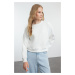 Trendyol Ecru Ribbed Detailed Crew Neck Regular/Normal Pattern Knitted Sweatshirt