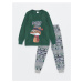 LC Waikiki Crew Neck Christmas Themed Long Sleeve Fleece Boys Pajamas Set