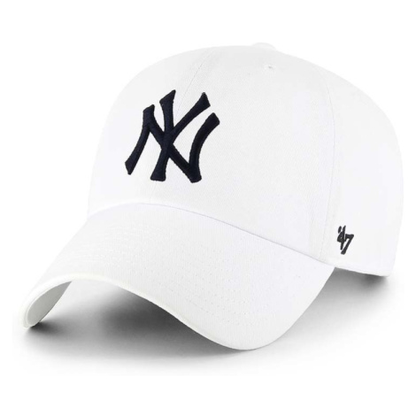 Bavlnená šiltovka 47brand MLB New York Yankees biela farba, s nášivkou, B-RGW17GWS-WHA