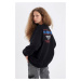 DEFACTO Oversize Fit Crew Neck Printed Thick Fabric Sweatshirt