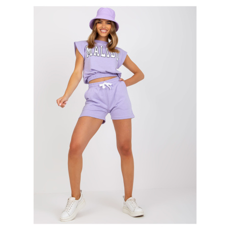 Purple two-piece sweatshirt with shorts