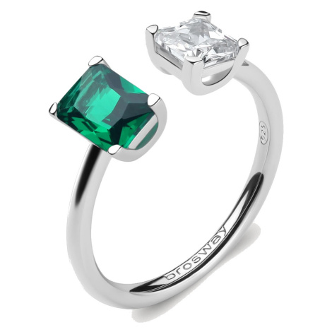 Brosway Elegantný otvorený prsteň Fancy Life Green FLG09 L