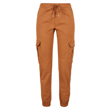 Women's high-waisted cargo tracksuit pants made of caramel