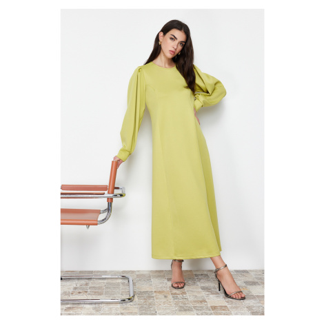 Trendyol Oil Green A-Cut Diver/Scuba Knitted Dress