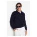 Trendyol Navy Blue Regular Fit Zippered Half Turtleneck Knitwear Sweater