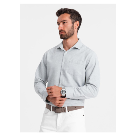 Ombre Men's shirt with pocket REGULAR FIT - light grey melange