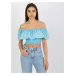 SVETLOMODRÝ CROP TOP S VOLÁNOM LK-TP-508609.37-LIGHT BLUE