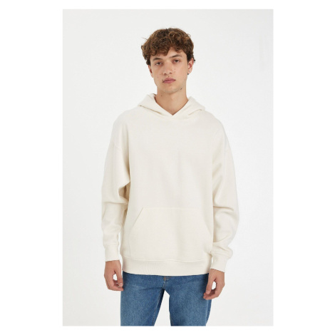 DEFACTO Oversize Wide Pattern Hooded Kangaroo Pocket Basic Plain Sweatshirt