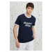 AC&Co / Altınyıldız Classics Men's Navy Blue Slim Fit T-Shirt with a text print on the front, 10