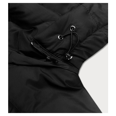 Čierna krátka bunda na prechodné obdobie s kapucňou (16M9080-392) J.STYLE