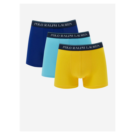 Sada troch pánskych boxeriek v žltej a modrej farbe POLO Ralph Lauren