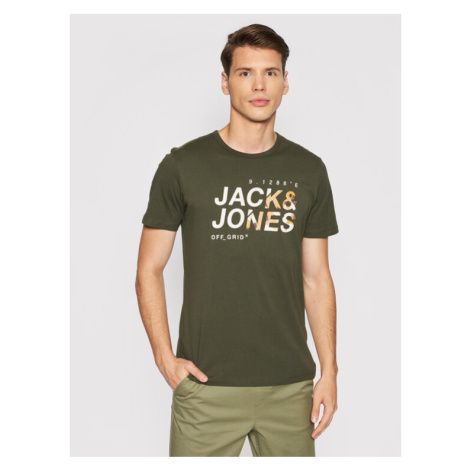 Jack&Jones Tričko Cam 12194175 Zelená Regular Fit Jack & Jones