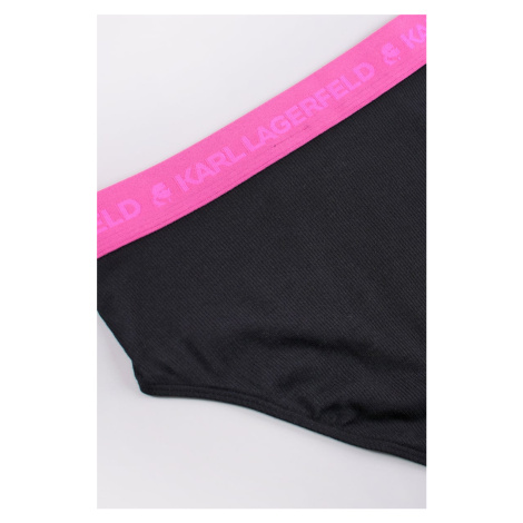 Ružovo-čierne nohavičky s vysokým pásom Logo High Rise Rib Culottes Karl Lagerfeld