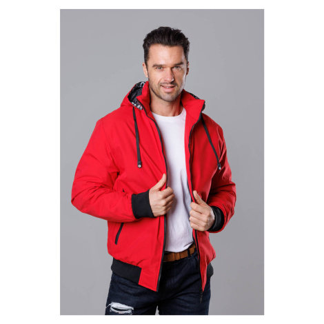 Červená pánska športová bunda s kapucňou (5M3111-270) J.STYLE