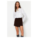 Trendyol Brown Fitted Mini Shorts Knitwear Skirt