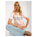 Light peach women's loose T-shirt with print