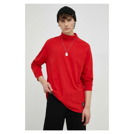 Bavlnené tričko s dlhým rukávom Levi's červená farba, jednofarebné Levi´s