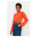 Trendyol oranžový super crop pleteninový sveter