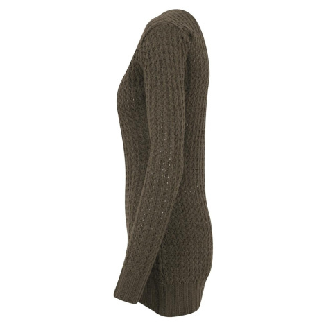 Women's sweater with a long wide neckline - olive Urban Classics