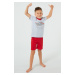 Chlapčenské pyžamo Italian Fashion Junák - krátke bavlnené Sivo-červená