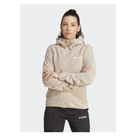 Adidas Fleecová mikina Terrex Techrock Reversible High-Pile-Fleece IB1862 Béžová Slim Fit