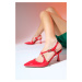 LuviShoes COJE Red Patent Leather Women's Pointed Toe Thin Heel Shoes