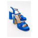 LuviShoes Lello Sax Blue Satin Women's High Heel Shoes