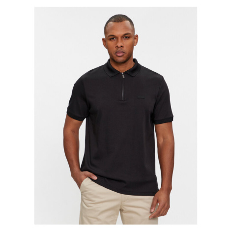 Calvin Klein Polokošeľa Smooth Cotton Welt Zip Polo K10K112754 Čierna Regular Fit